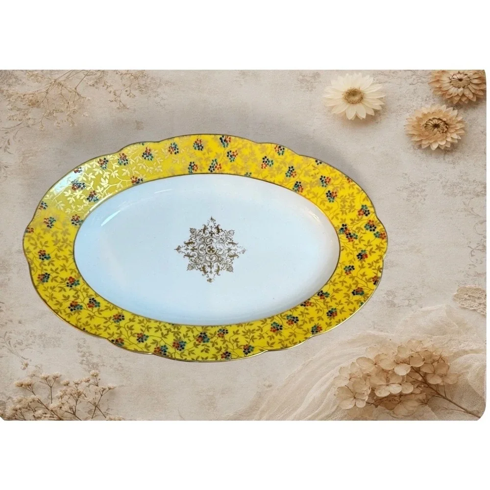 Antique Limoges BAWO & DOTTER LIMOGES Porcelain Platter Yellow Floral Gold